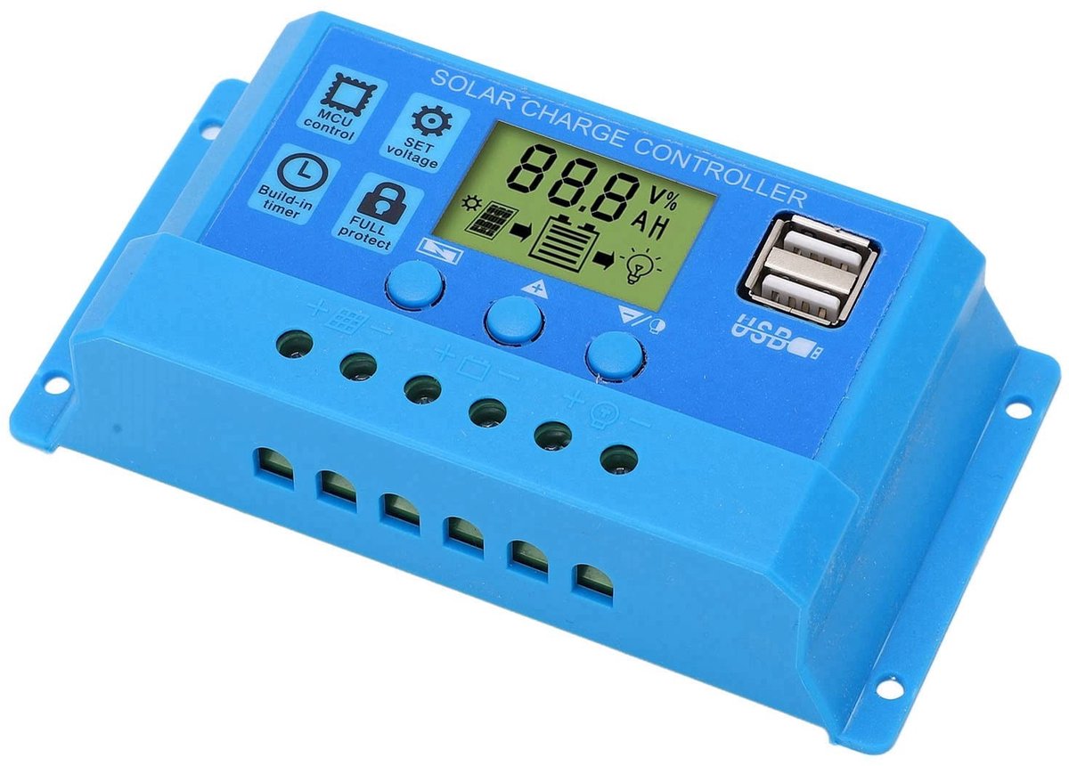 Golden crown Zonne-laadregelaar 12V 24V Veilig gebruik Blauw Laadmanagement voor zonnepanelen Ideaal voor thuisgebruik 30A