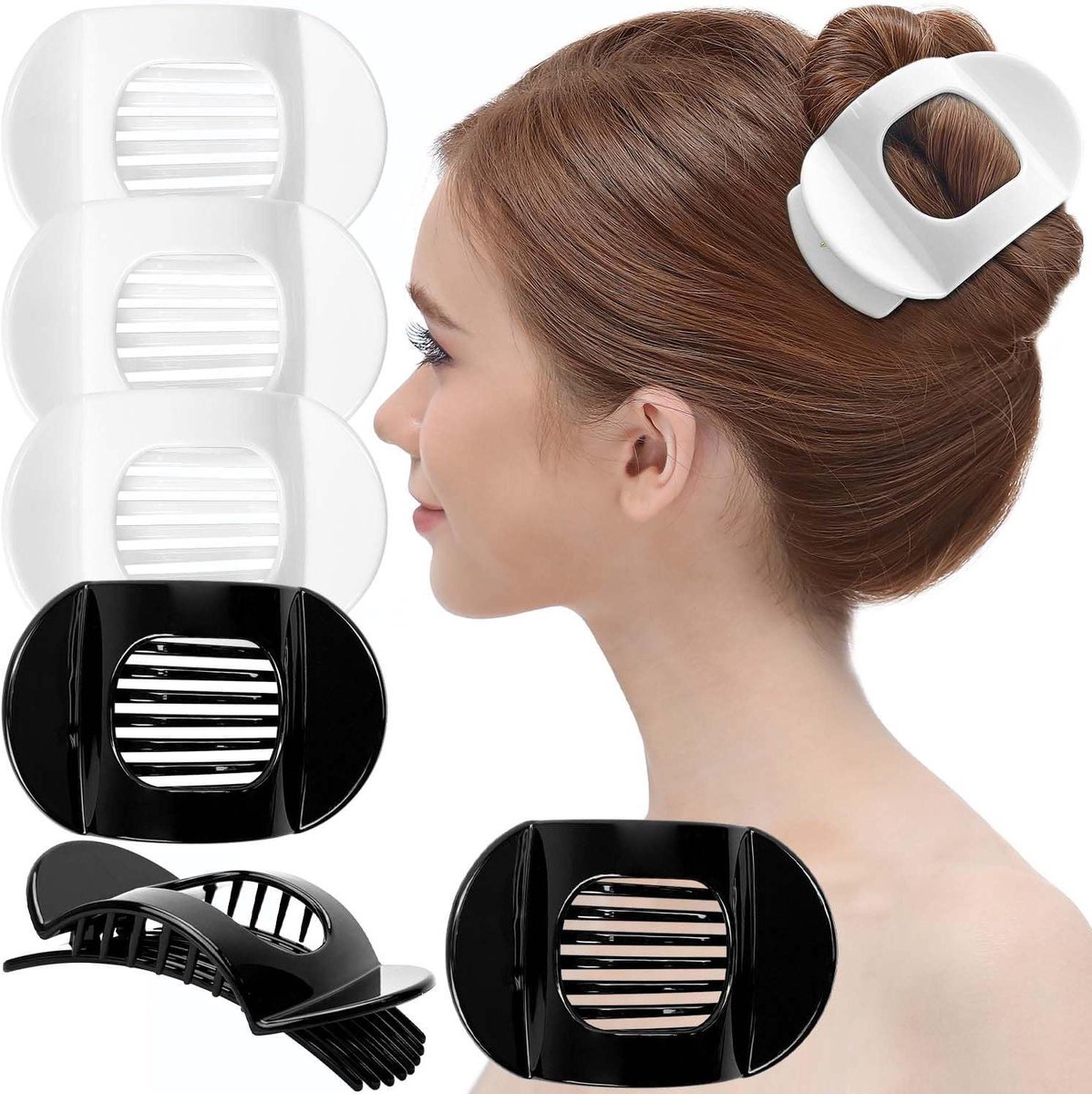 Haarclips Klauw Klem - Vierkante Clips - Kapsel Maken - Sterke Grip - 6 Stuks Groot - Zwart