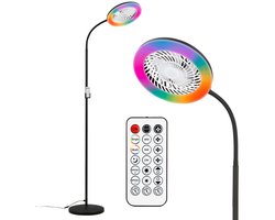 BRILONER Windy - Staande lamp met ventilator & verlichting - vloerlamp met afstandsbediening - 13.8W - RGBIC - dimbaar - zwart - Ø28 x 185cm