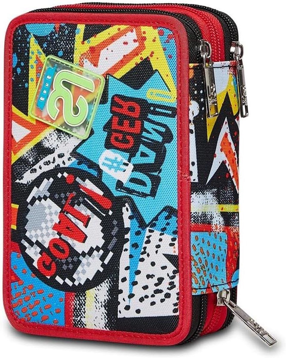 Pennenetui School - Etui Kinderen - Schoolspullen Opbergen - Drie Ritssluitingen - 20 x 12 x 7 cm - Meerkleurig