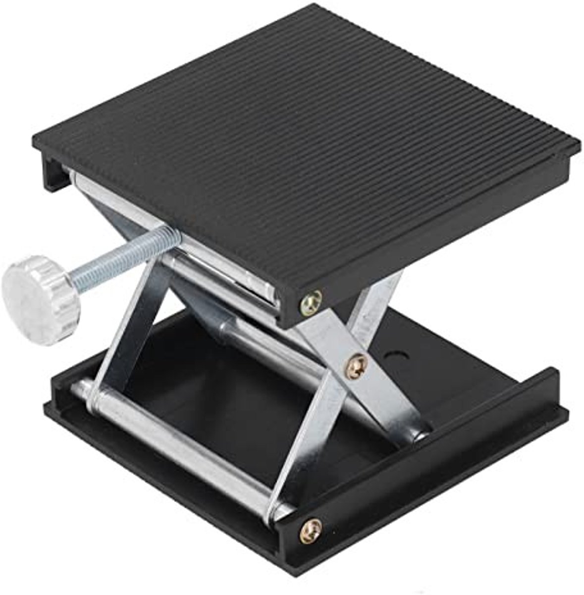 aladdien - Lab Jack Stand - Laboratorium Lift Tafel - Verstelbaar Aluminium - Zwart - Handmatige Bediening - Geschikt voor Experimenten - Lab-Lift