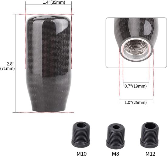 Schakelpookknop - Versnellingspook - Auto Interieur Upgrade - 6 Snelheid Tekening - 3 Adapters - Zwart — afbeelding 4