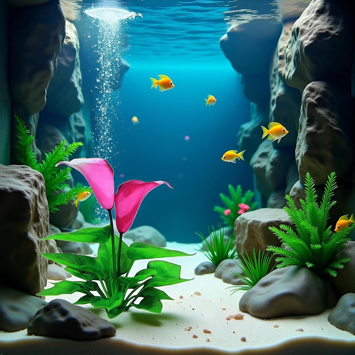 Aquarium Decoratie Plant - Kunstmatige Waterplant - Aquarium Verfraaien - Realistische Zijde Bloem - 1.5 Inch Basis - Rood