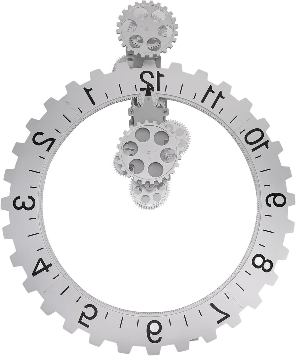 3D Klok met Beweegbare Tandwielen, Batterij-aangedreven Hangklok, Retro Wanddecoratie voor Thuis en Kantoor