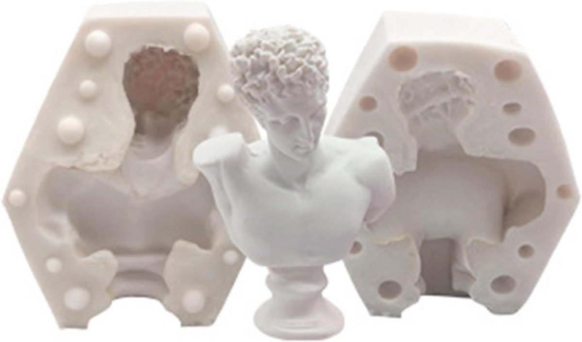 Kaarsvorm Portret - Zeepmal Gips - Handwerk Maken - Hoge Temperatuur Bestendig - 6 cm - Grijs
