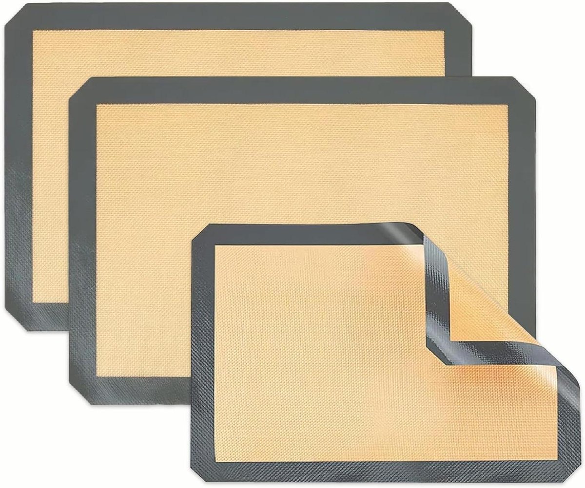 Bakmat Set - Siliconen Matten - Bakken en Braden - Anti-aanbak Hittebestendig - 3 Stuks - Grijs