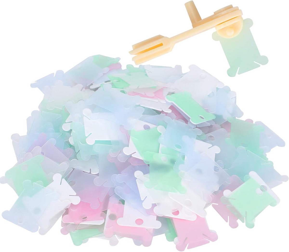 Floss Spoelen Kaart - Borduurgaren Organizer - Draad Beheer - Inclusief Opwindmachine - 240 stuks - Multicolor