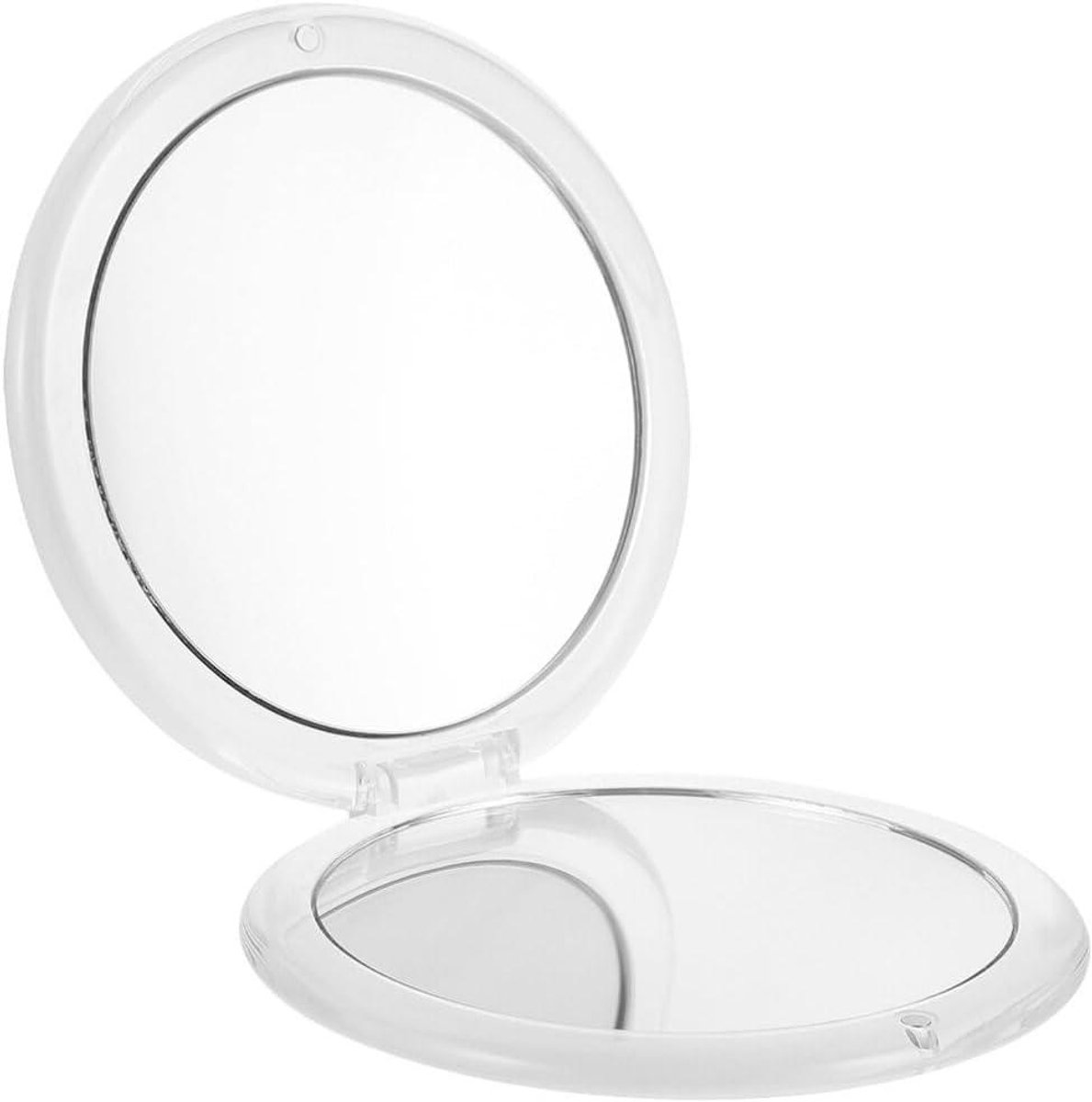 Compacte Make-up Spiegel - Zakspiegel Rond - Make-up Aanbrengen - 7x Vergroting LED - 9 cm - Wit