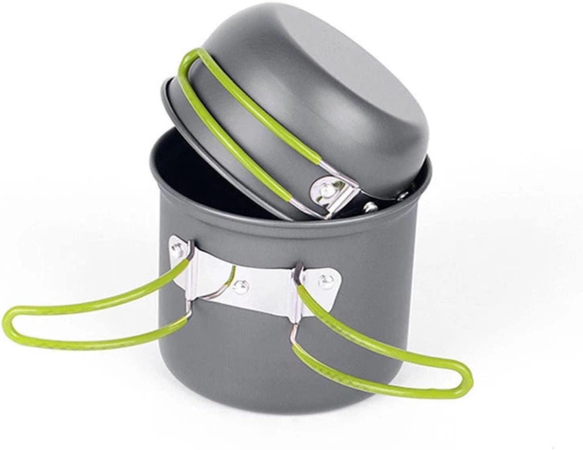 Kookgerei Set - Campingpotten - Buiten Koken - 5-delige Set - Compact Ontwerp - Grijs