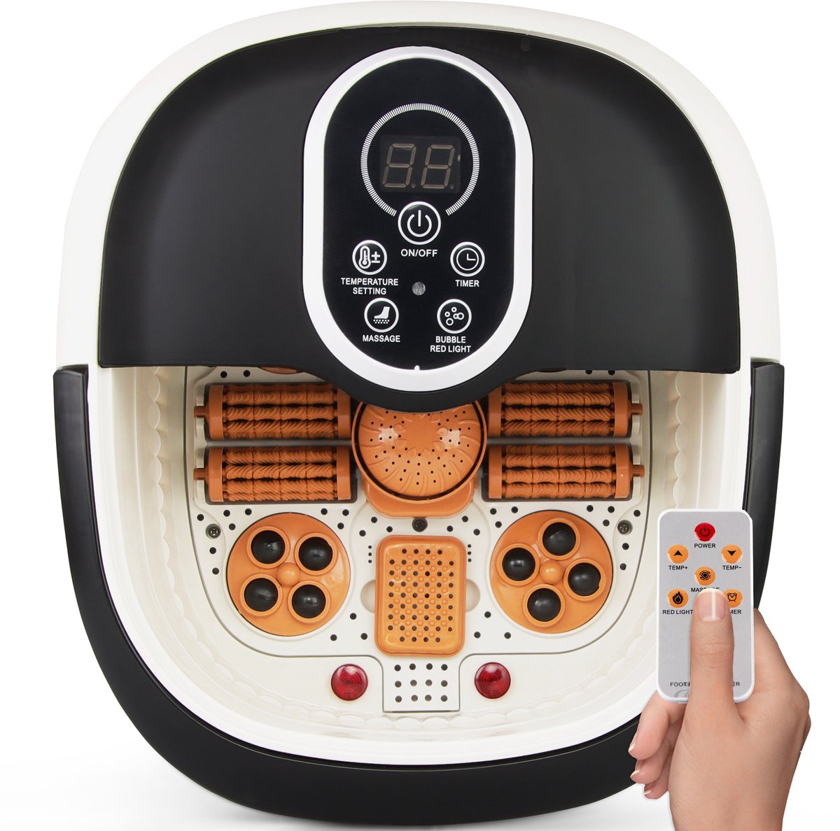 Bol.com CALMENTA® XXL Voetenbad - 12L - Automatisch wielmassage - Infrarood - Tot 48°C - Voetbad Massage - Voetmassage - Shiatsu aanbieding