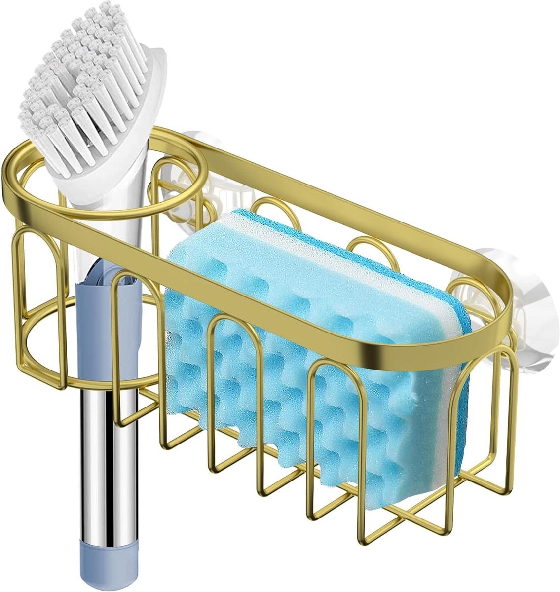 Spons Houder - Keuken Organizer - Keuken Opruimen - Zonder Boren - 2-in-1 - Goud
