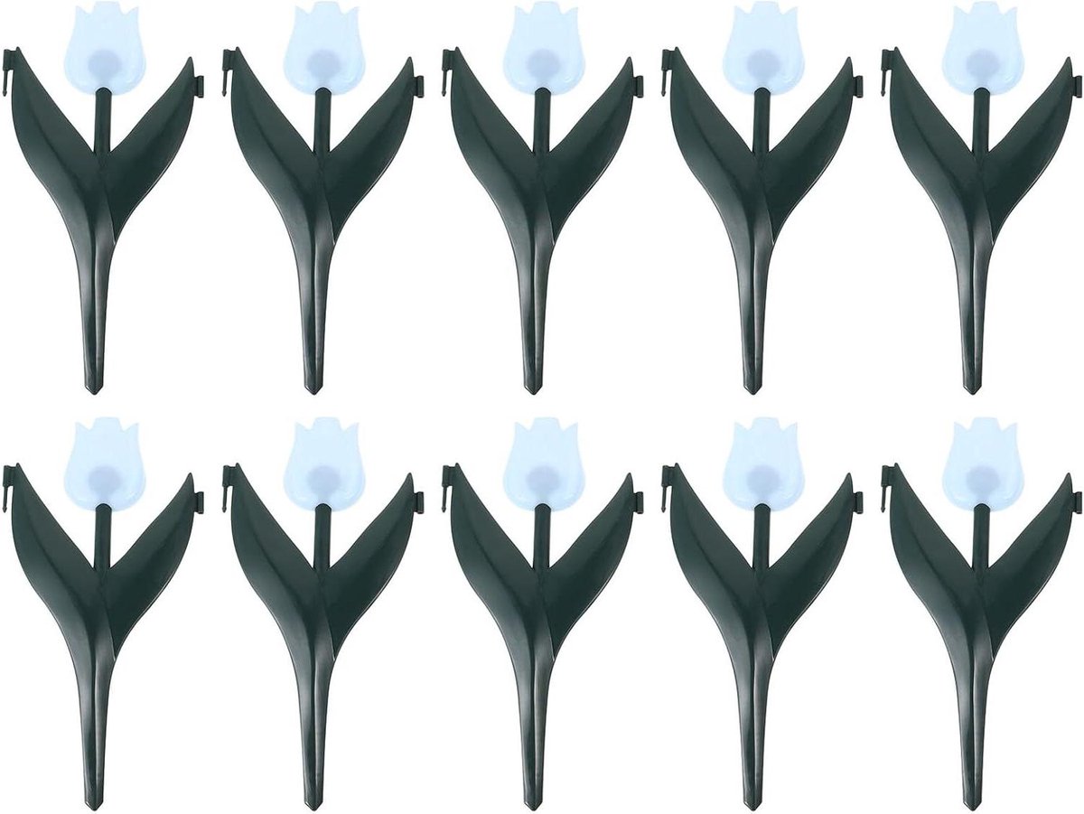 Kunststof Tuinafscheiding - Bloembedranding Gazonrand - Tuin Decoratie - Realistisch Tulpenontwerp - 10 Stuks - Hemelsblauw