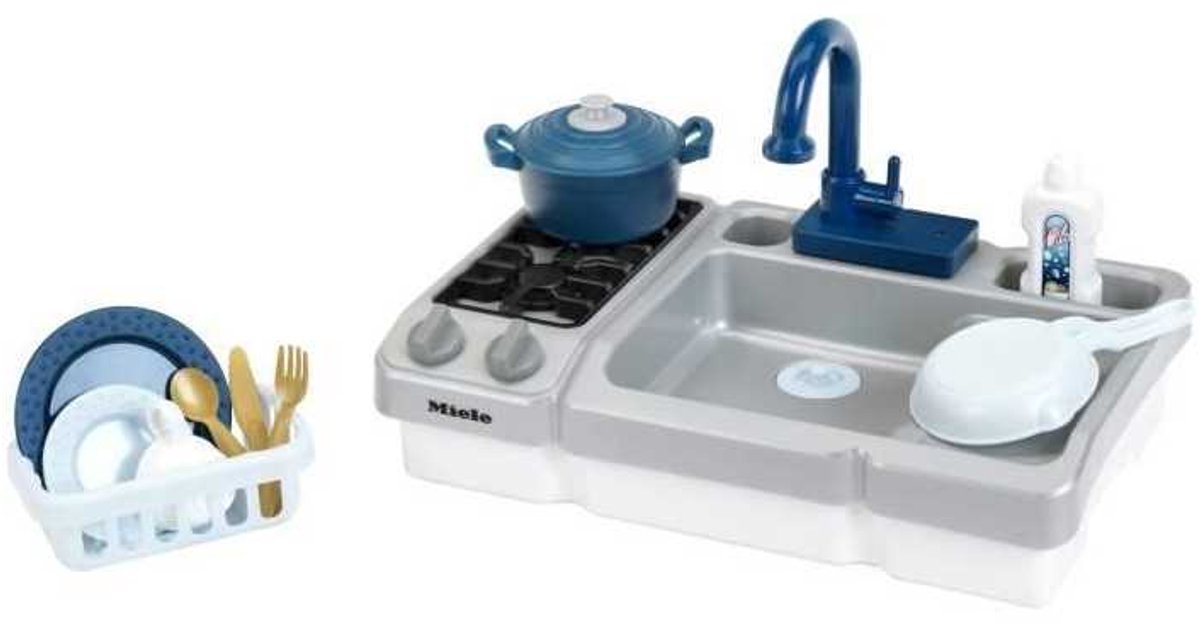 Klein Toys Miele speelgoed spoelbak met waterfunctie en kookplaat - blauw grijs — afbeelding 19