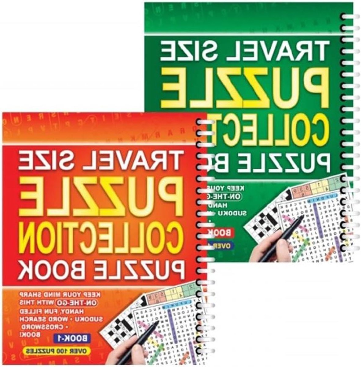 Puzzelboek Set - Breinbrekers - Reisvermaak - 3 Spellen In 1 - A5 Formaat - Multicolor