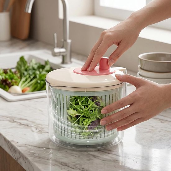 Slacentrifuge Groente Droger - Keuken Gadget - Snel Salade Maken - Voedselveilig PP Materiaal — afbeelding 4