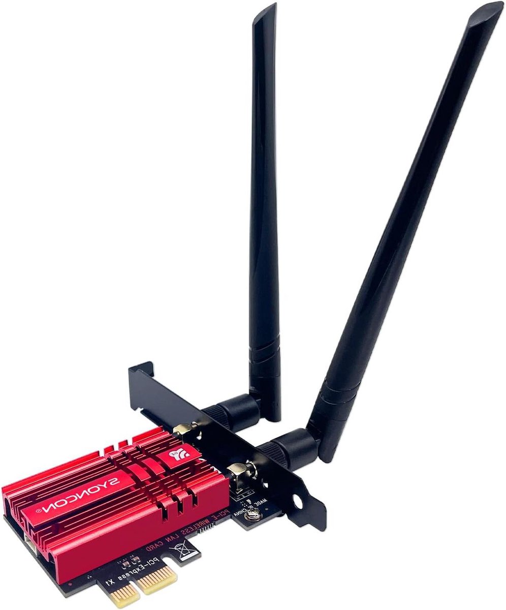 Draadloze Netwerkkaart - WiFi Adapter - Desktop Upgrade - WiFi 6E Tri-Band - AXE5400 - Rood