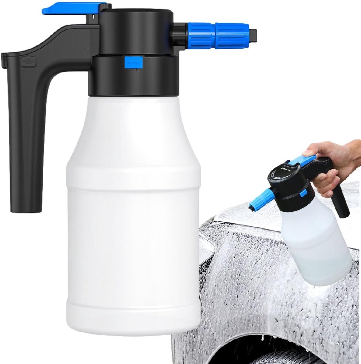Schuimsproeier Elektrisch - Drukspuit Schuim - Auto Reinigen - Groothoek Verstuiving - 1.5 Liter - Wit