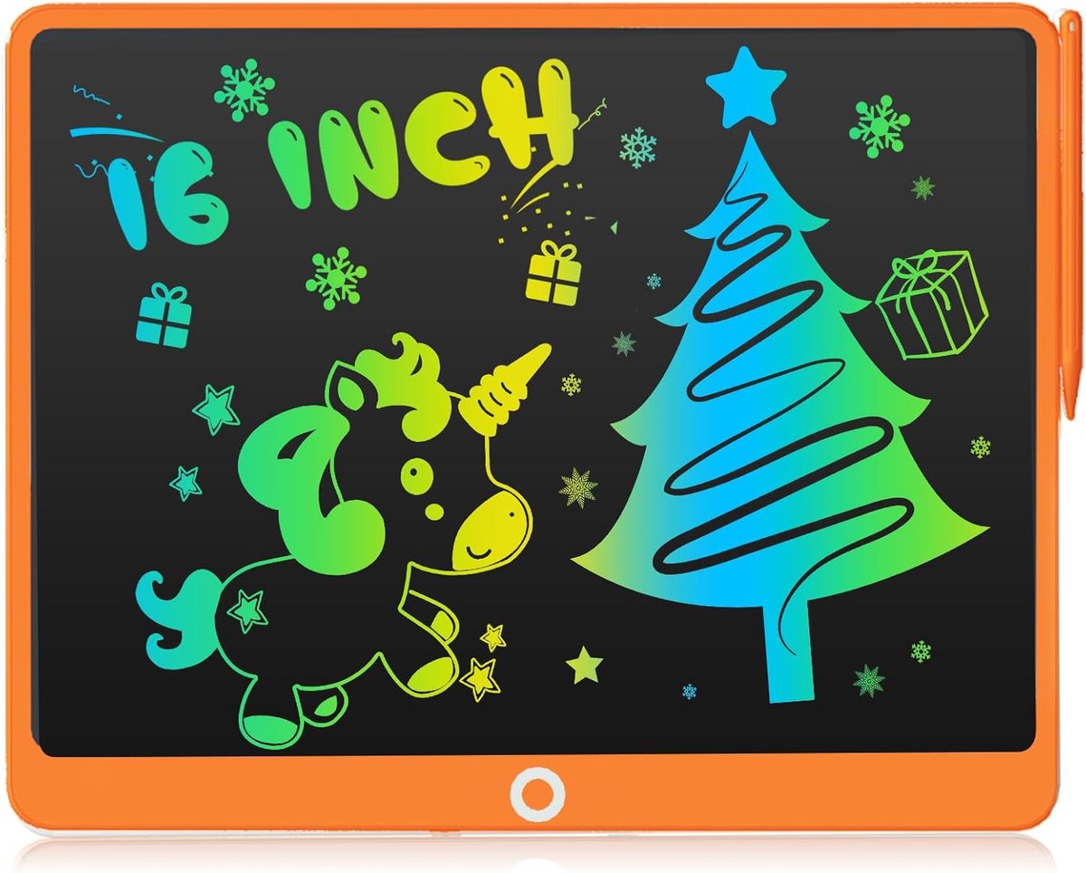 Tekentablet - Schrijfbord - Creatief bezig zijn - Oogvriendelijk scherm - 16 inch - Oranje
