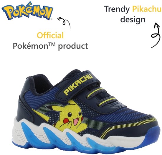 Pokémon - Schoenen voor jongens met lichtjes - Pikachu Sneakers voor kinderen met klittenband - Lichtgevende kindersneaker - Maat 31 - Blauw