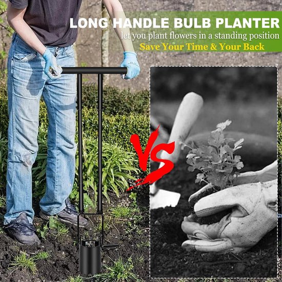 Bloembollen planten tool - Lange steel - Tuinieren - Dubbel voetpedaal - 1.87 kg - Zwart — afbeelding 3