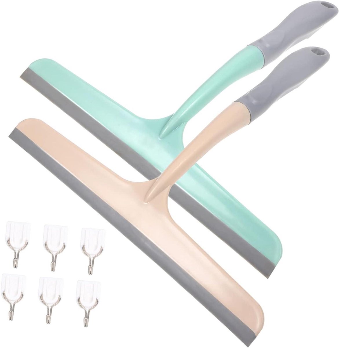 Raamwisser Set - Schraper Haken - Glas Reinigen - Ergonomisch Handvat - 4 Stuks - Blauw Beige