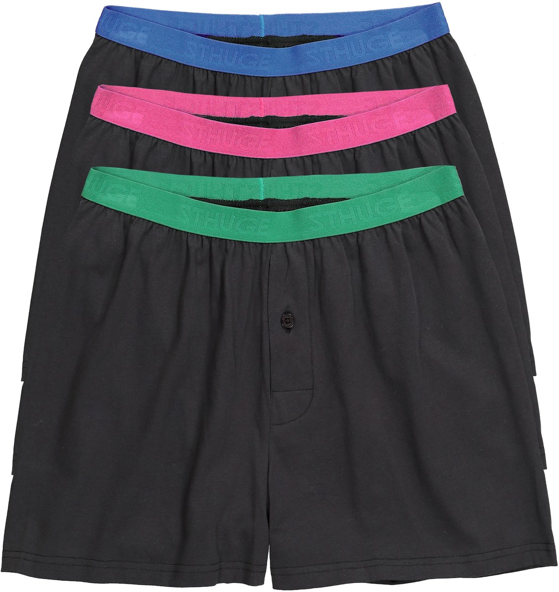 STHUGE - Heren - boxershorts FLEXLASTIC® OEKO-TEX set van 3 onderbroek tot 8XL - Zwart - Maat L