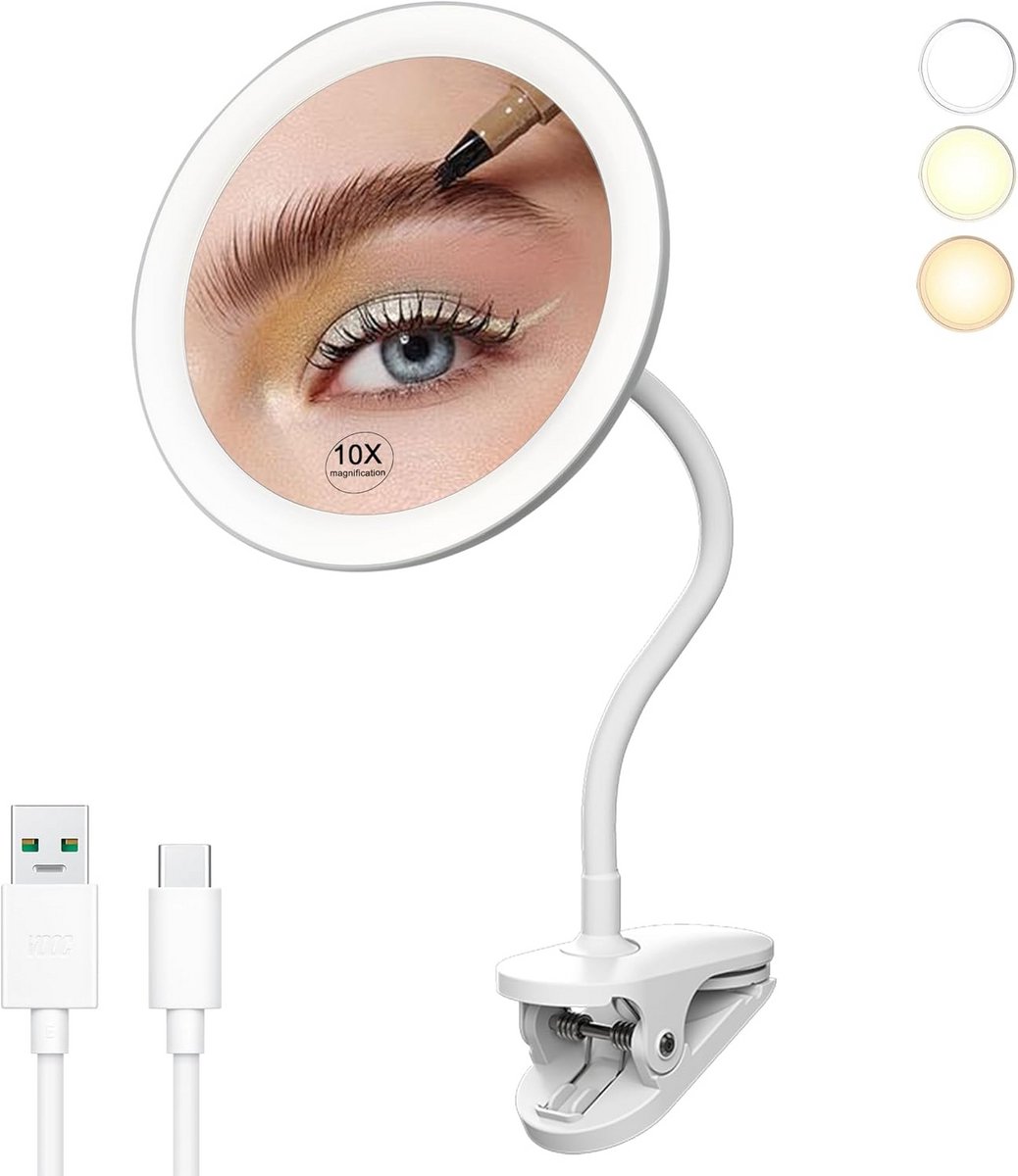 Vergrotende Make-up Spiegel met LED Licht - 5x Vergroting - Oplaadbaar en Flexibel