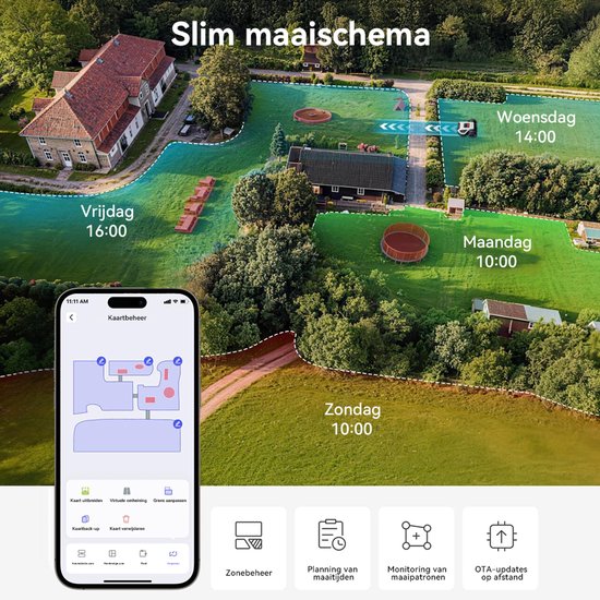 ANTHBOT M5 - Robotmaaier - RTK & AI visuele navigatie - 500 m² - Ai-obstakelvermijding - Robotmaaier zonder begrenzingskabel - Super Stil 58 dB - Automatische kaartopbouw in 10 min - Gaat door smalle ruimtes van 0,7 M - Bediening via de app van ANTHBOT — afbeelding 5