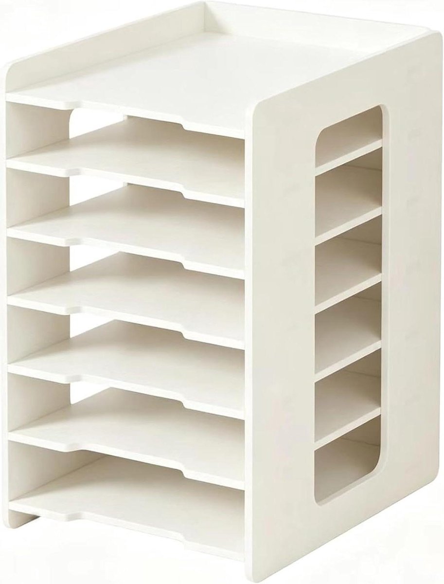 Documentenrek Verticaal - Bureau Organizer - Papier Sorteren - 7 Vakken - A3 Formaat - Wit