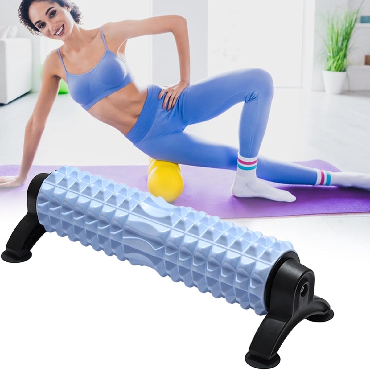 Fasciarol Spiermassage - Massagerol Diepe Ontspanning - Herstel Na Training - Antislipbasis Roosterontwerp - 53 x 16 x 20 cm