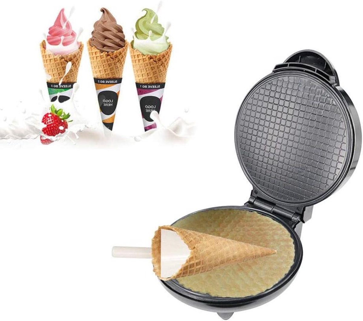 Elektrisch Wafelijzer - Dessert Maker - Lekkere Snacks Maken - Dubbelzijdig Verwarmen - 25.5 x 20.5 cm - Zwart