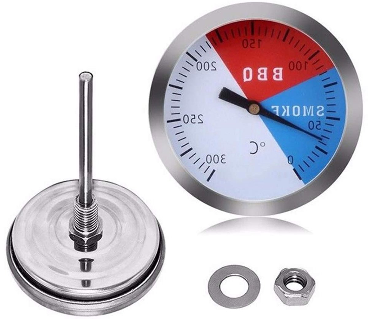 BBQ Temperatuurmeter - Grill Oven - Buiten Koken - Roestvrij Staal - 5x8 cm - Wit