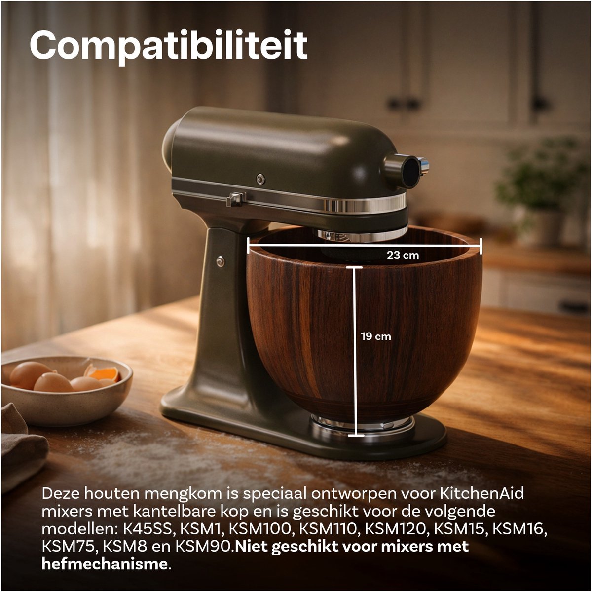 Houten Mengkom voor KitchenAid 4.5 thumbnail 2