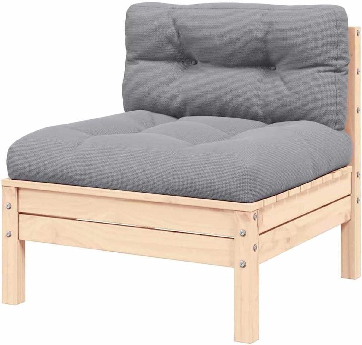Terrasbank 2-zits - Modulaire bank - Buiten ontspannen - Massief grenenhout - 127 cm breed - Bruin grijs