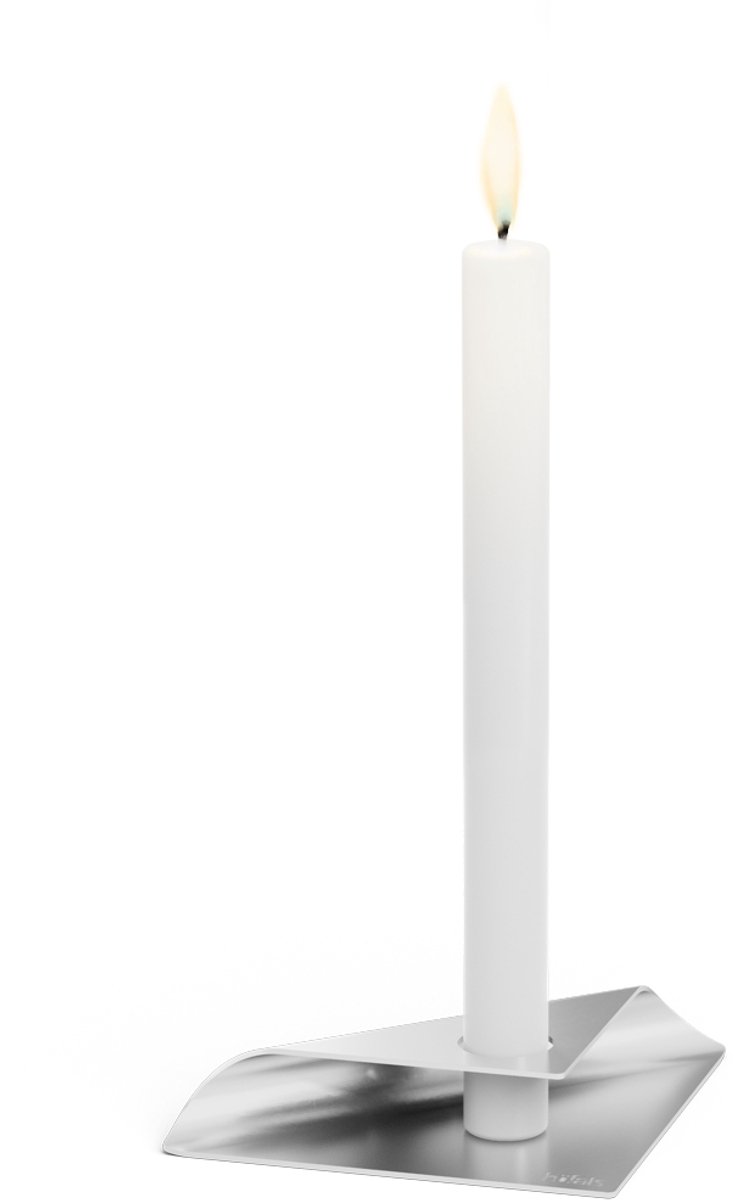 höfats SQUARE CANDLE Kandelaar 1pack zilver Roestvrijstalen kandelaar voor staafkaarsen
