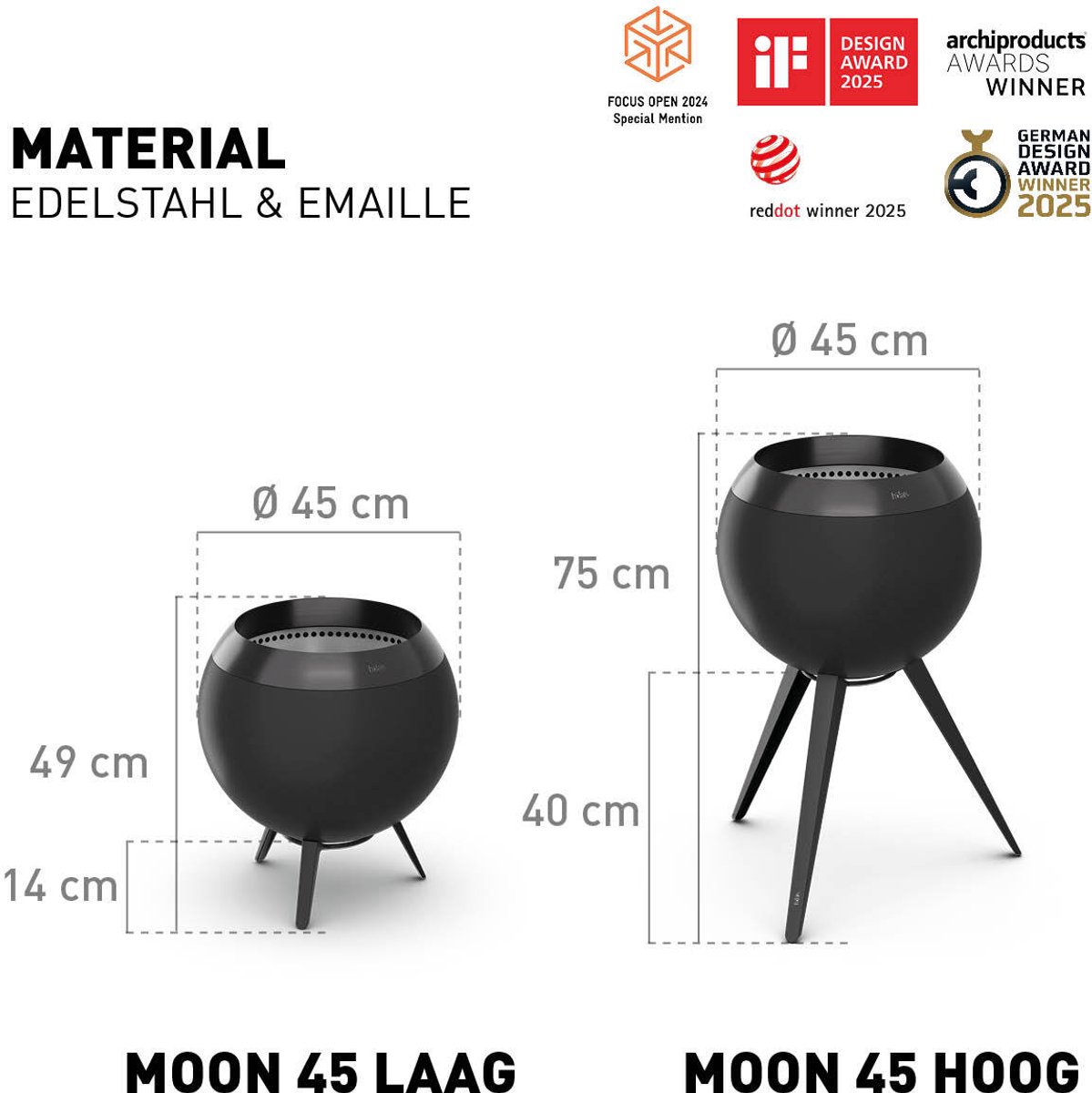 Höfats Moon 45 Vuurkorf - All black
