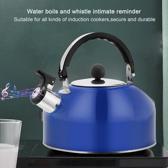 Fluitketel Roestvrij Staal - Waterkoker Camping - Water Koken - Functionele Fluittuit - 1.8 Liter - Donkerblauw — afbeelding 2