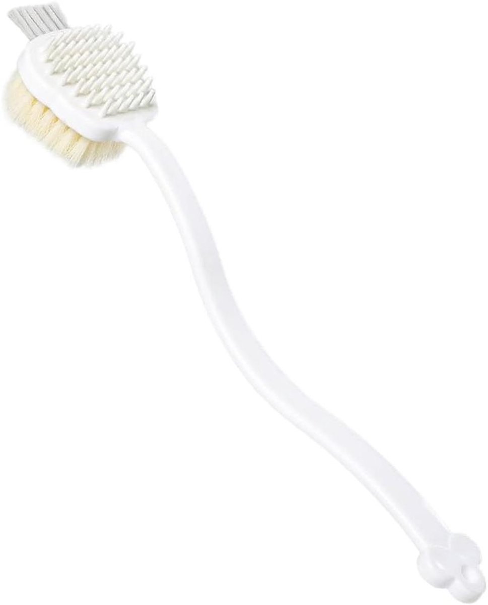 Lange badborstel - Douche borstel - Rug reinigen - Dubbelzijdig ontwerp - 38 cm handvat - Wit