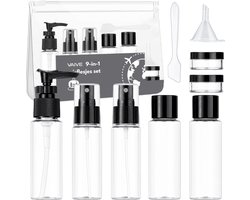 VAIVE Reisflesjes Handbagage 9-delig - Reisaccessoires - Reisflacons - Cosmetica Potjes - Reis Flesjes - Reisverpakking - Reisset