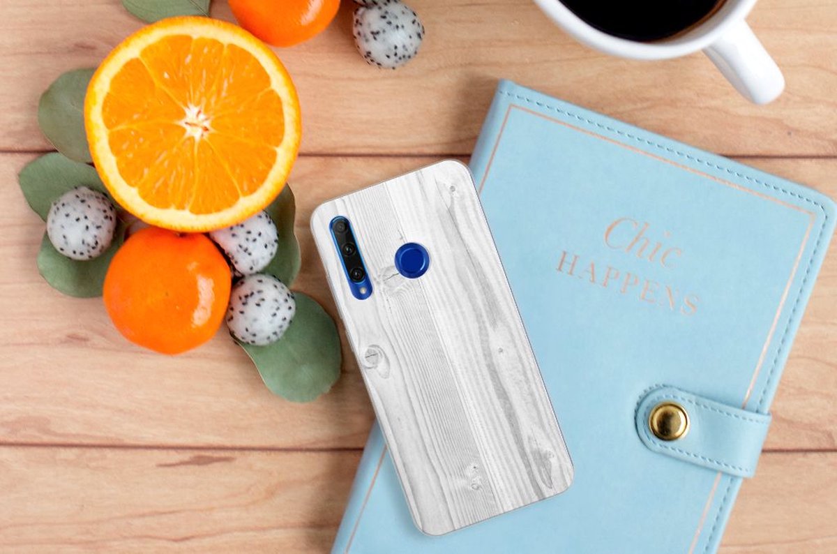 Honor 20 Lite Bumper Hoesje White Wood