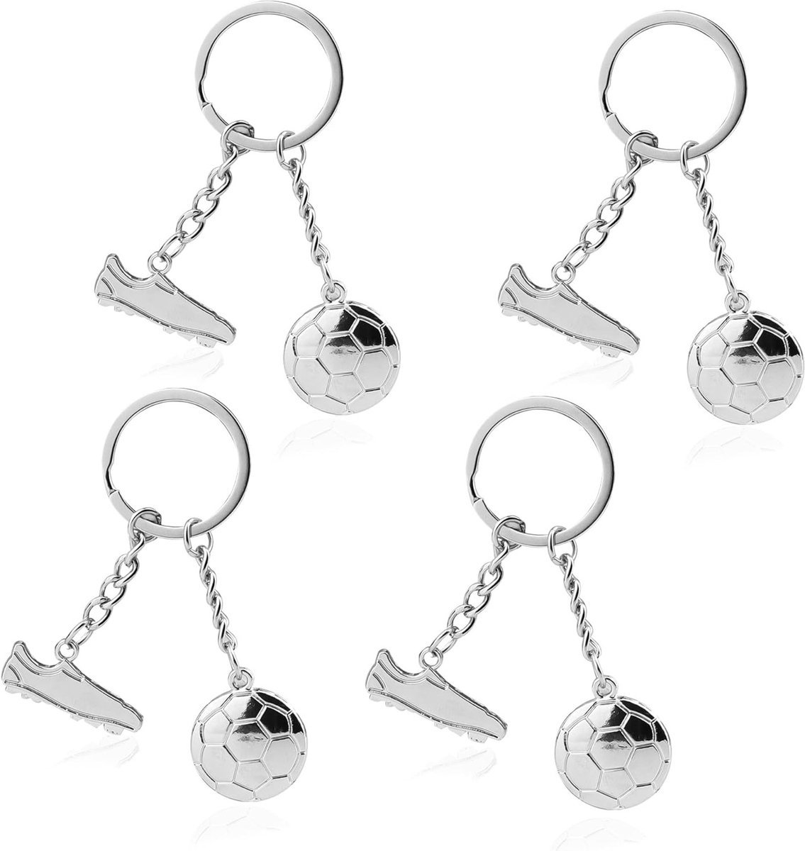 Voetbal Sleutelhanger Set van 4 Stuks, Sport Sleutelhangers voor Jongens, Cadeau voor Voetbalfans en Kinderen