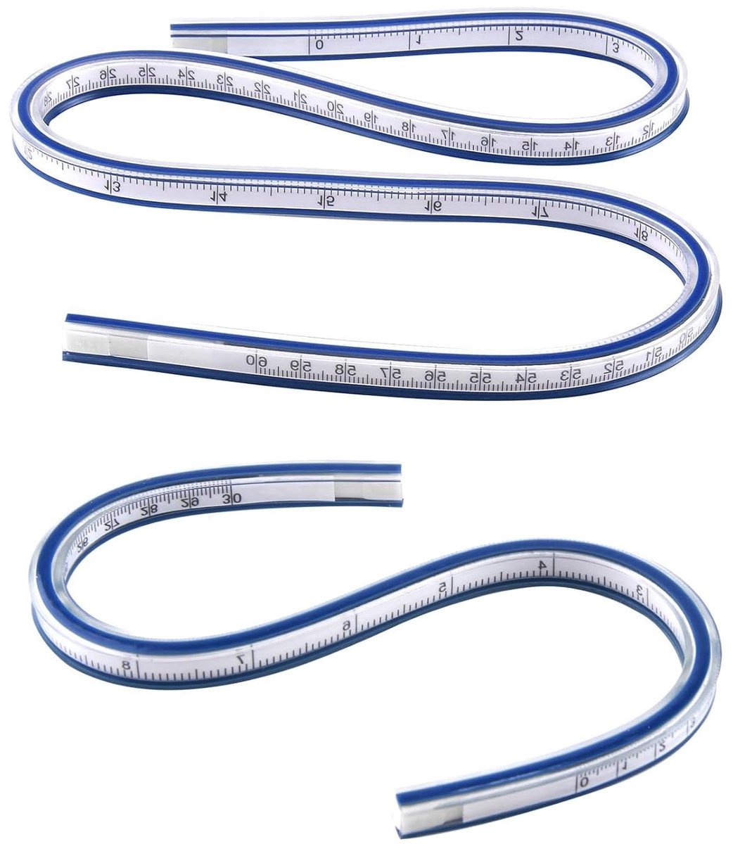 Set van 2 Flexibele Gebogen Linialen voor Naaiwerk, Ontwerpen en Tekeningen - Ideaal voor Maten, Patronen en Creatieve Projecten (30cm en 60cm)