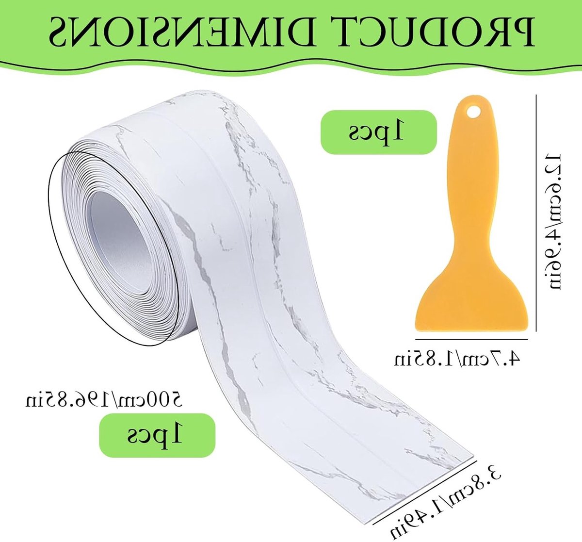 Zachte Waterdichte Marmer PVC Douche Seal voor Badkamer en Keuken, Zelfklevende Plinten en Schimmelbestendige Tape van 5m