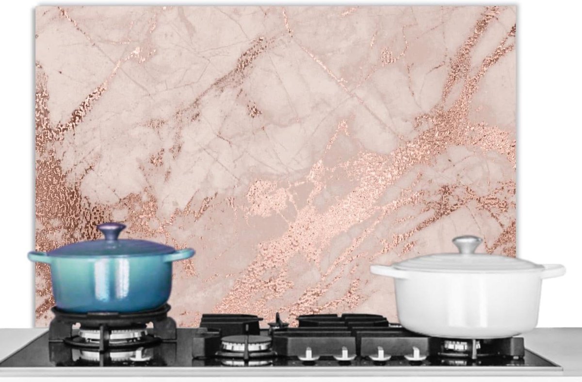 Keuken Spatscherm Wandpaneel Beschermer Koken Beschermen Luxe Marmer Design 80x55cm Roze