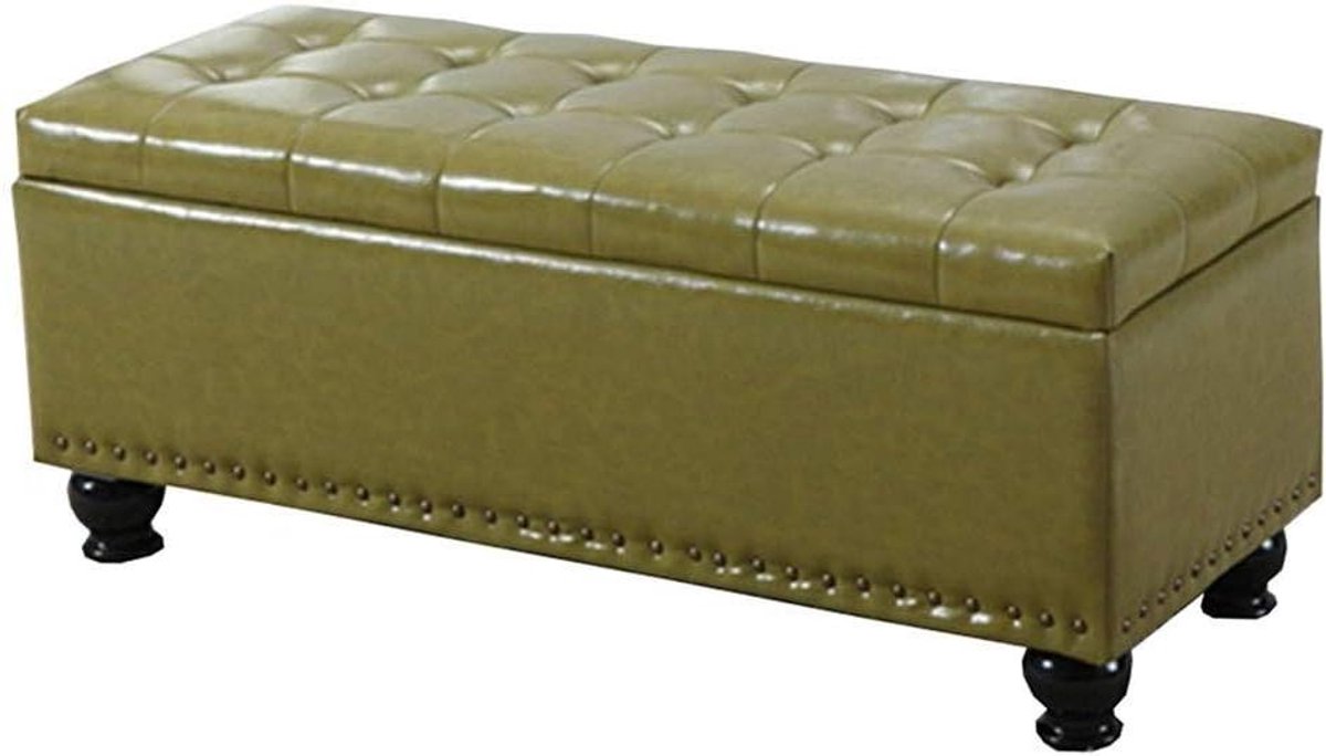 Voetenbank met opbergruimte - Voetensteun poef - Woonkamer opruimen - Verborgen opbergvak - 60 x 40 x 42 cm - Groen
