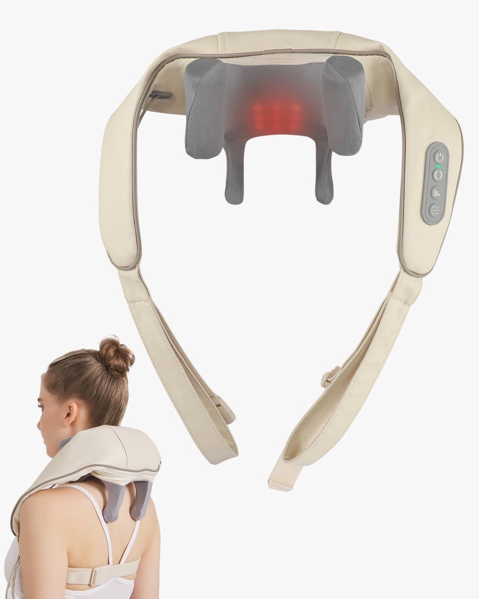 Nekmassageapparaat met warmte - Rugmassage apparaat - Spierontspanning thuis - Zes massagekoppen - 26 x 13 x 20 cm - Zwart