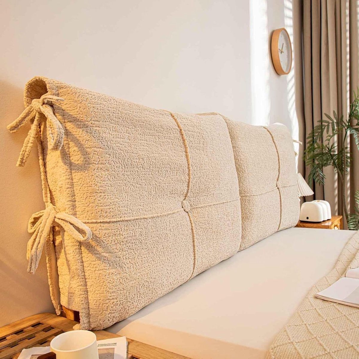 Hoofdbord Kussen - Leeskussen Bed - Ontspannen Lezen - Wasbare Hoes - 90x60x10cm - Khaki