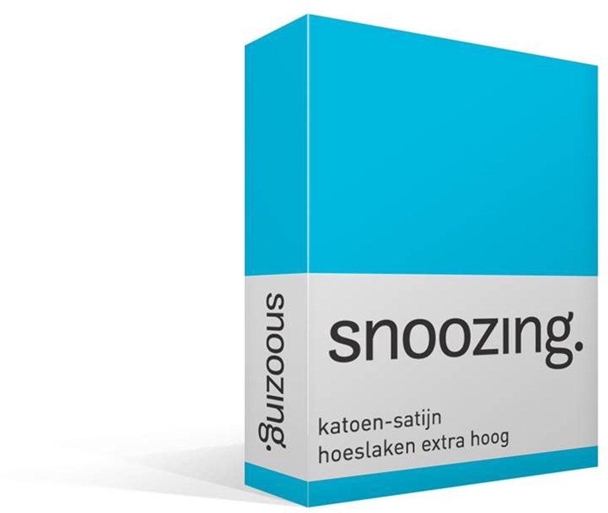 Snoozing Katoen-satijn - Hoeslaken - Lits-jumeaux - Extra Hoog - 180x200 cm - Turquoise