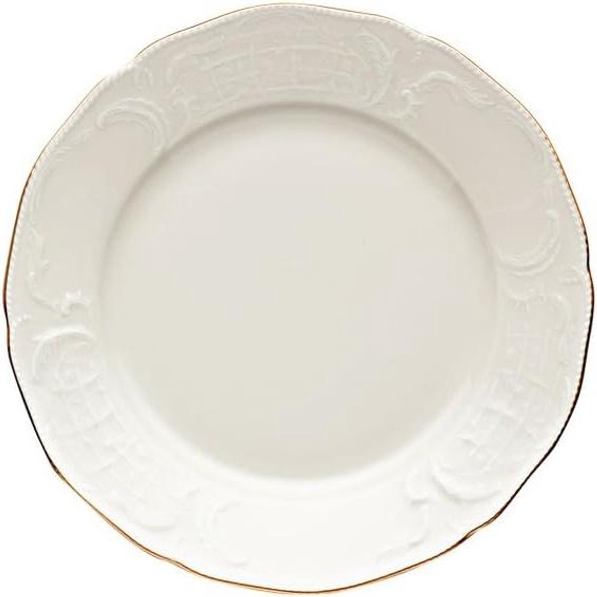 Ontbijtborden Klein - Dessertborden Set - Eten Serveren - Goudkleurige Rand - 19 cm - Wit