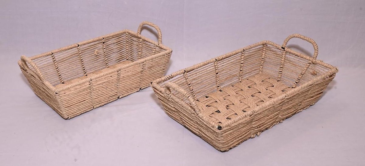 Bamboe manden - Rieten opbergers - Fruit en brood - Handgemaakt en stapelbaar - 2 maten - Bruin
